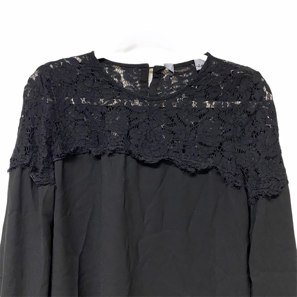 Lulus Picture This Black Long Sleeve Lace Top Sz M - Picture 3 of 12